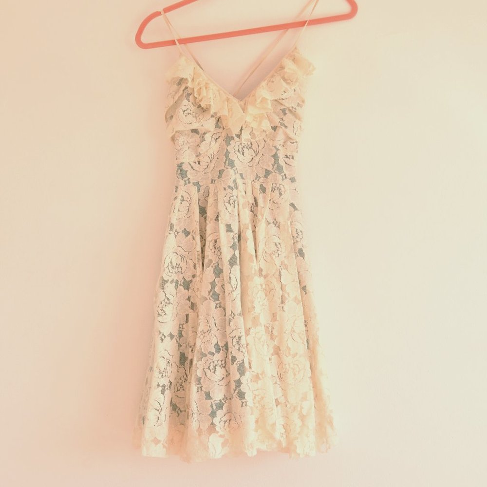 Chelsea and Violet White Lace dress with adjustable straps